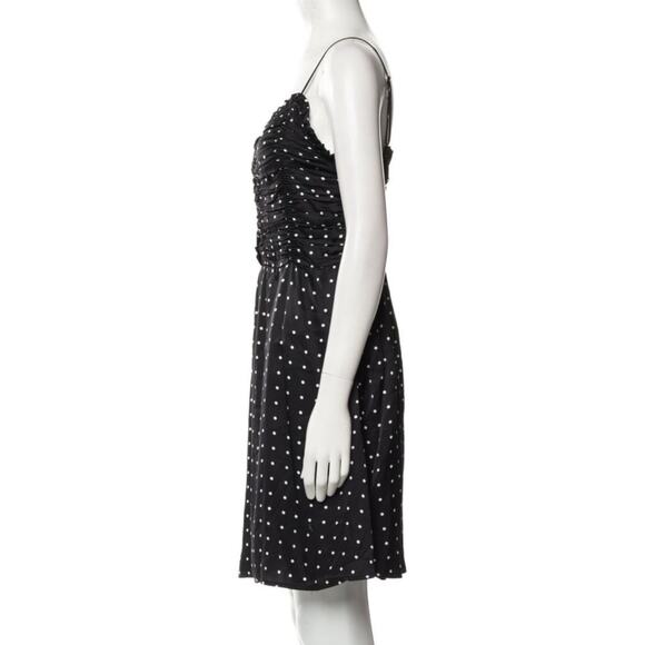 Maje Renota Black White Polka Dot Ruched Bodice Mini Dress 3 L - Picture 6 of 12